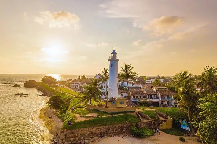 Palm-lined golden beach on the Sri Lankan coast